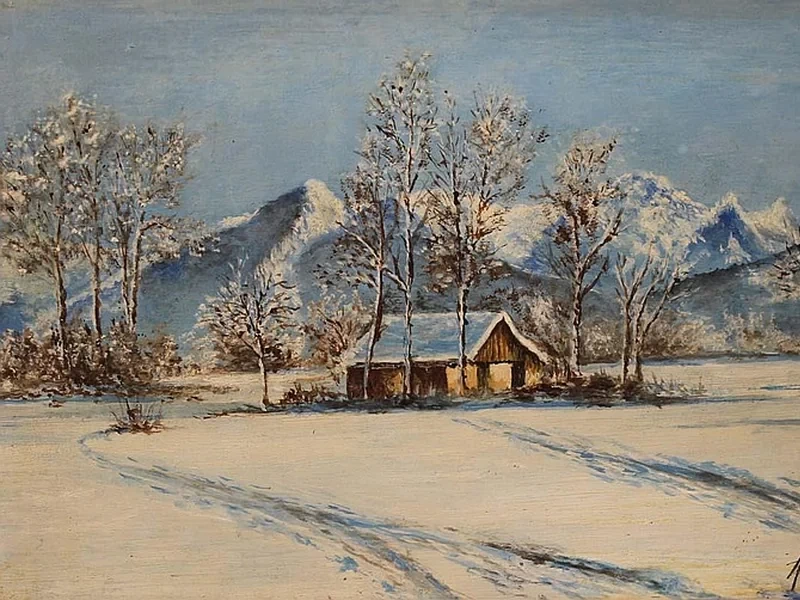1876-Archimede Santi - Paesaggio invernale